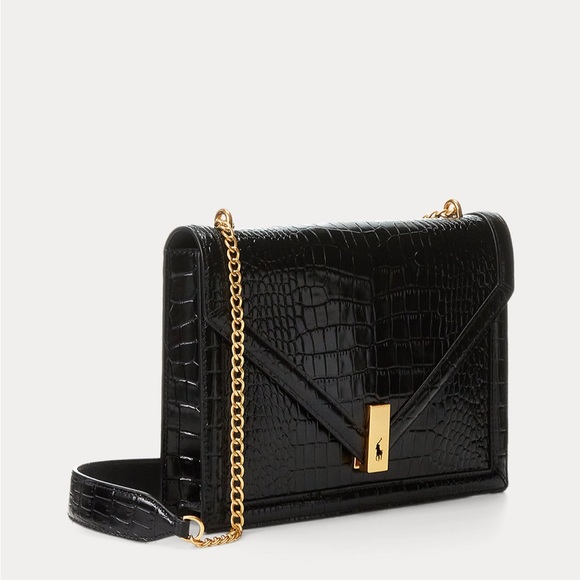 $598 Polo ID Croc-Embossed Envelope Chain Bag NWT - Picture 5 of 10